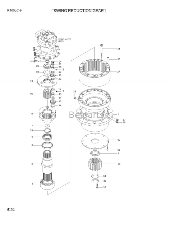 Hyundai için Küçük Ekskavatör R160LC-9 R210LC-9 Salıncak Azaltma Assy 31Q6-10140 Salıncak Şanzıman