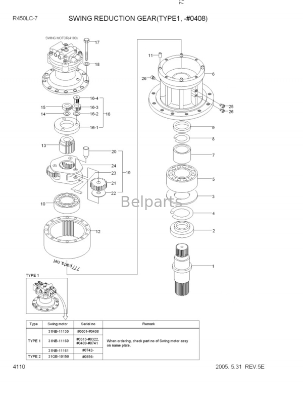 Makine Motor Parçaları MP1104K Motor Krank Mili Ana Rulman JO5C H07CT J08C