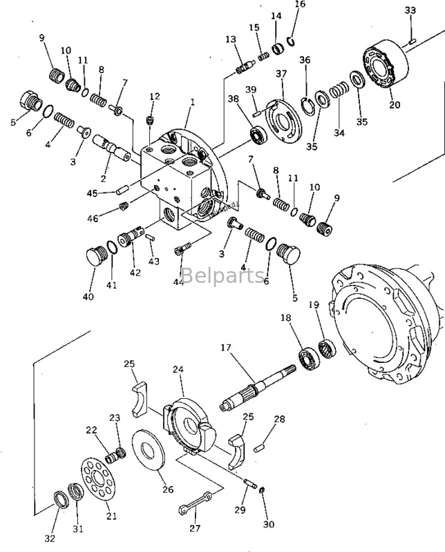 20S-60-22101 Yürüyüş Motoru Assy Mini Ekskavatör Pc40-5 Komatsu Nihai Tahrik