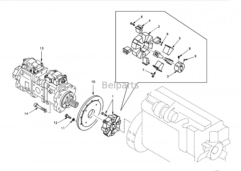 Belparts Ekskavatör Ec240 Ec460 Ec360  SA 1142-00531 için Ana Pompa Hidrolik Pompa