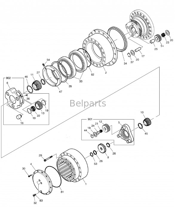 Belparts Ekskavatör Seyir Şanzıman DH370-7 DH370-9 DX380LC Seyir Redüksiyon Dişlisi K1033688