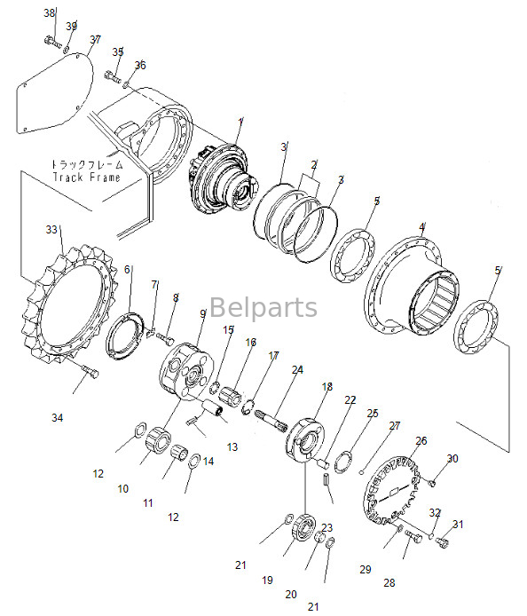 Ekskavatör Seyahat Motoru Komple PC200-8 Komatsu İçin Son Tahrik 708-8F-00250