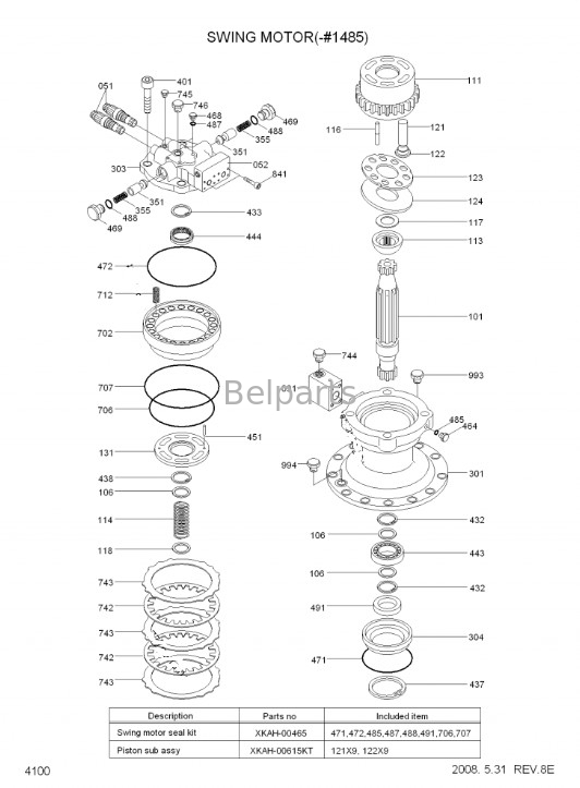 Belparts Ekskavatör Döner Motor R320-7 Salıncak Motoru Assy 31N8-12010 31N9-10131 Hyundai için