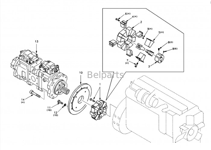 Belparts Ekskavator Ana Pompası EC210 EC240 Hidrolik Pompa SA 1142-00012 SA 1142-00531