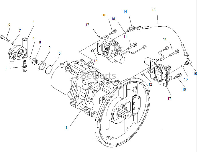 Belparts Kazı makinesi ana pompası PC300-6 komatsu için hidrolik ana pompa 708-2H-00110 708-2H-00181 708-2H-00131