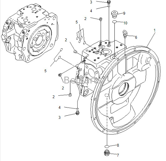 Belparts Kazı makinesi ana pompası PC400-7 komatsu için hidrolik ana pompa 708-2H-00026 708-2H-00022 708-2H-00460
