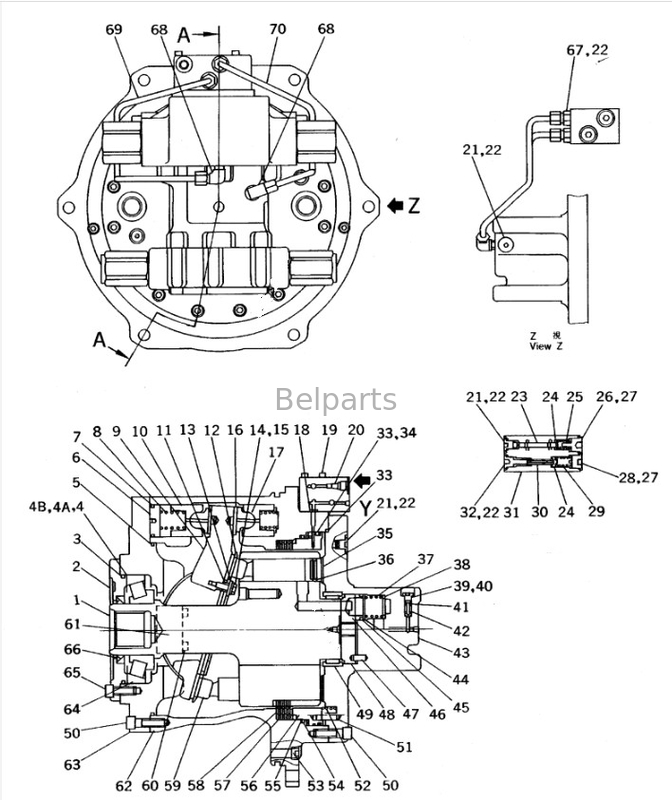 Ekskavator Seyahat Motoru Assy Komatsu PC650-7 Final Drive Assy 209-60-63502 209-60-63501 için
