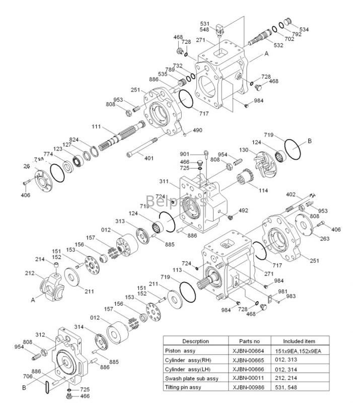 Hyundai R450lc Hidrolik Pompası için Bel Parçası Kazı Makinesi 31NB-10010 31NB-10020 31NB-10022