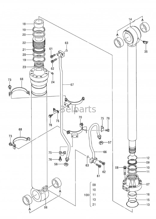 Ekskavatör Hidrolik EX350H-5 EX370-5 EX350LCH-5 Boom Kol Kov Silindir Assy Hitachi için 9164874 9164872