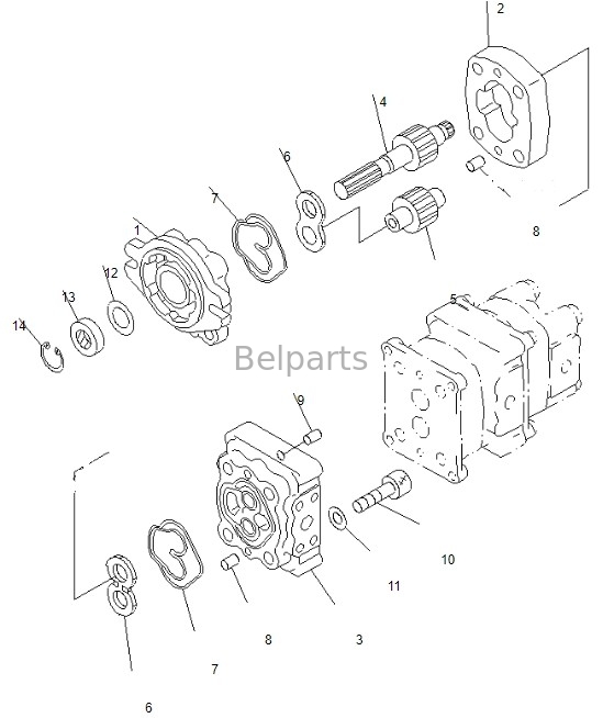 PC50MR-2 9086 Belparts Ekskavator Ana Pompası Komatsu Hidrolik Pompası 708-3S-00461 705-41-08090