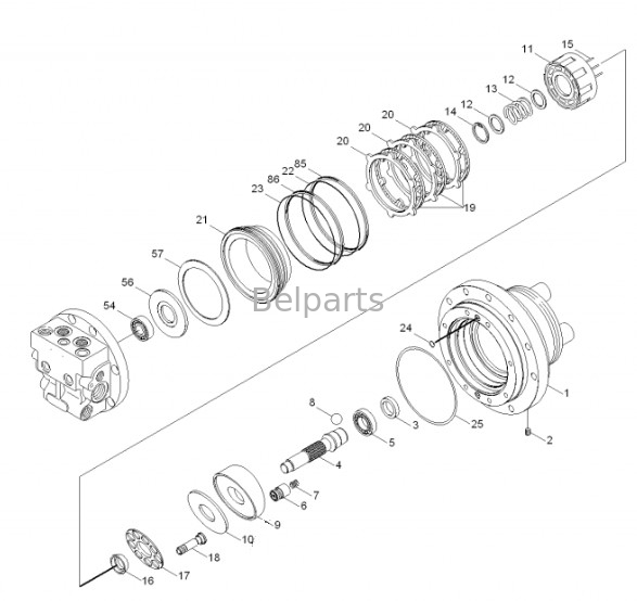 R55-7 R55-7A Final Drive Assy Belparts Excavator Travel Motor Assy 31M8-40010 31M8-40020 Hyundai için