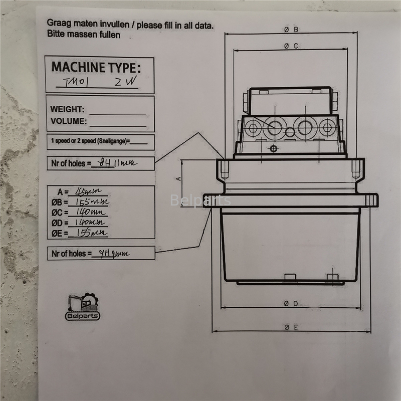 Hitachi ZX18 IHI 10F2 CX18 Kubota15 SK1.5 Ekskavator TM01 Son Sürücü için Hidrolik Motor