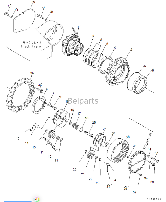 Belparts ekskavatör PC300-7 207-27-71140 708-8H-00320 Ekskavatör Seyir Şanzımanı Rulman Değiştirme Parçaları