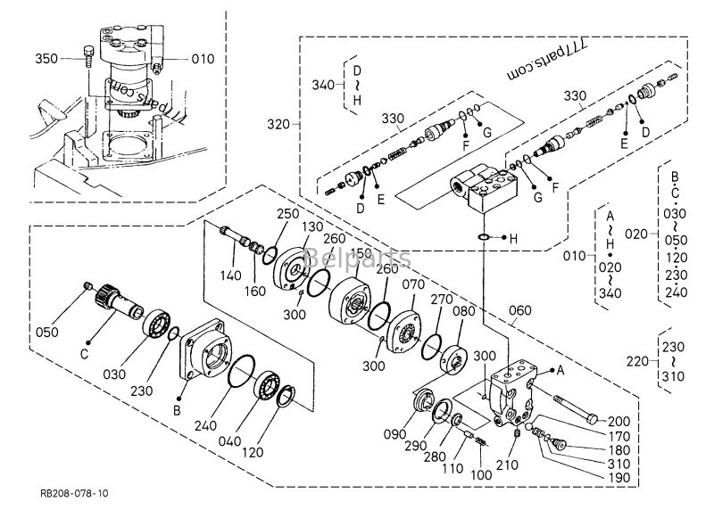 KX41-2 KX41-2S KX41-3 için salıncak motor KUBOTA Mini Ekskavator Parçaları Slew Motor Reducer Assy RB101-61282 RB101-69302 RB238-61280