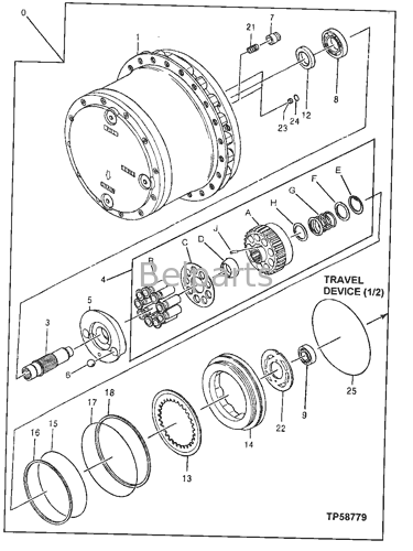 Deere 160LC Nihai Tahrik Ekskavatör Parçası AT183684 AT218124 4359799 4359799EX Hidrolik Seyahat Motor Redüktörü