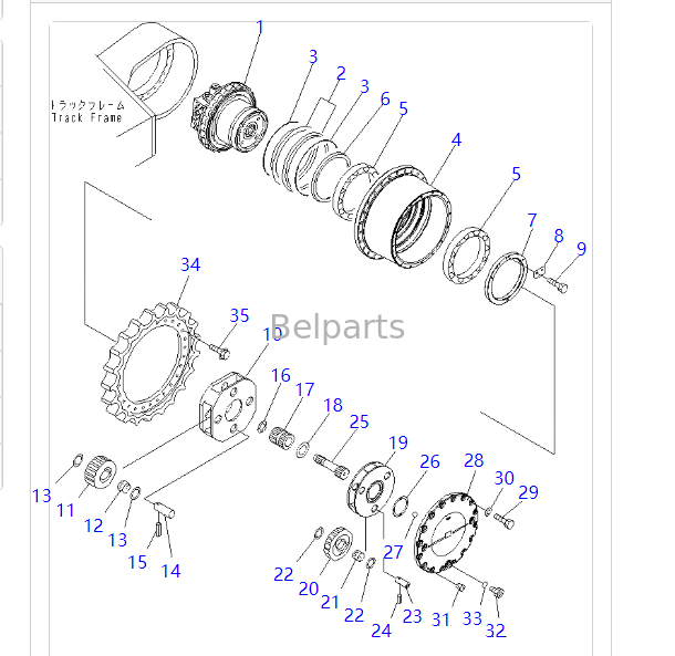 208-27-00311 208-27-00312 KOMATSU PC400-7 PC400-8 PC450-7 PC450-8 LC Ekskavatör Seyahat Parça Motoru için Redüktörlü Nihai Tahrik