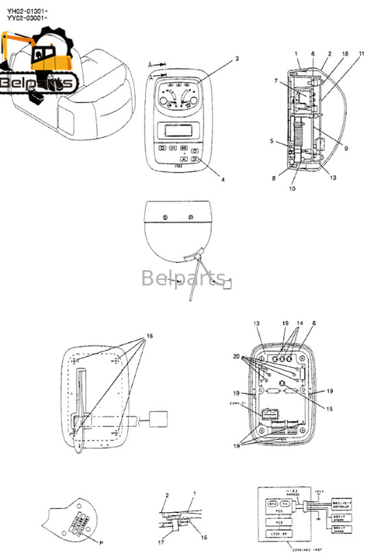 Ekskavatör Elektrik Parçaları Panel Ekran Küme Takma Göstergesi SK135SR SK200SR SK235SR SK135 YY59S00003F1 Monitör