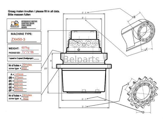 Hitachi ZX450 ZX480 Kazıcı Seyahat Motoru Şanzıman 9186918 9203565 Montaj